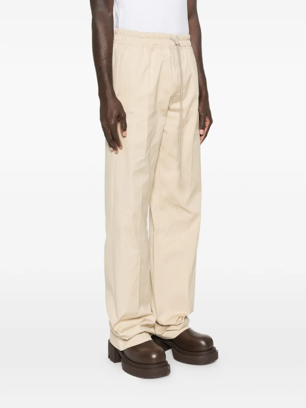 Rick Owens Broek met trekkoordsluiting en klepzak Beige