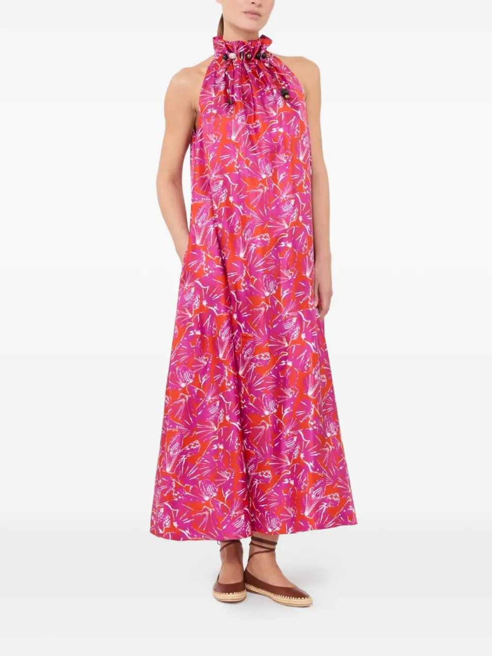 Max Mara Zijden maxi-jurk met bloemenprint Roze