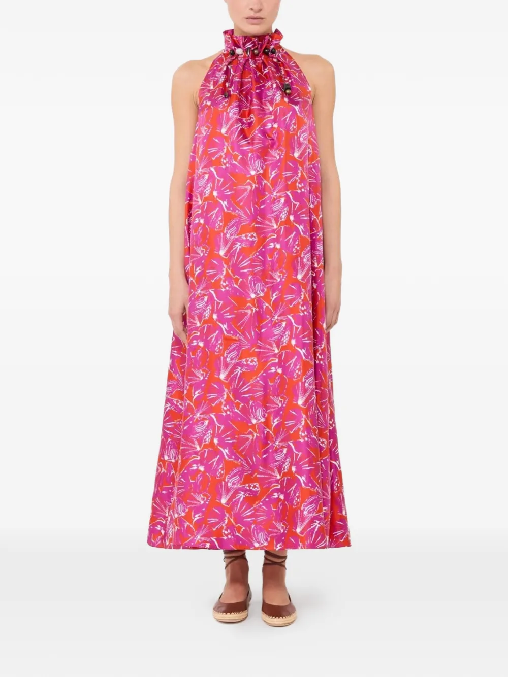 Max Mara Zijden maxi-jurk met bloemenprint Roze