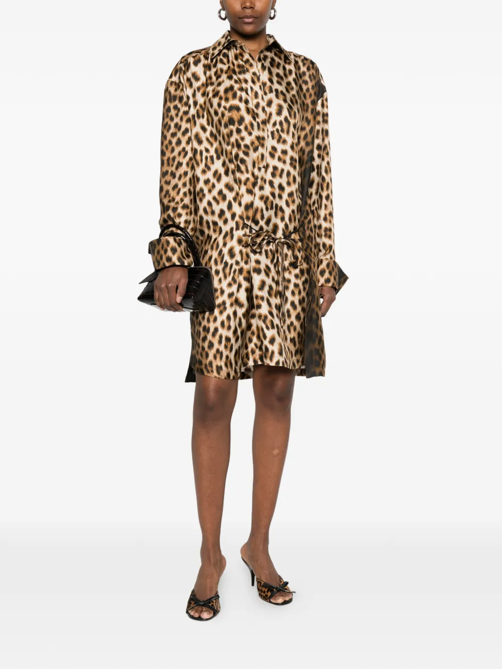 Sportmax Mini-jurk met luipaardprint en kant Bruin