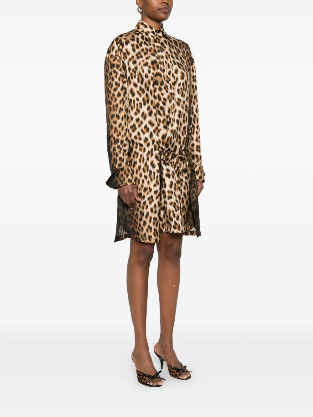 Sportmax Mini-jurk met luipaardprint en kant Bruin