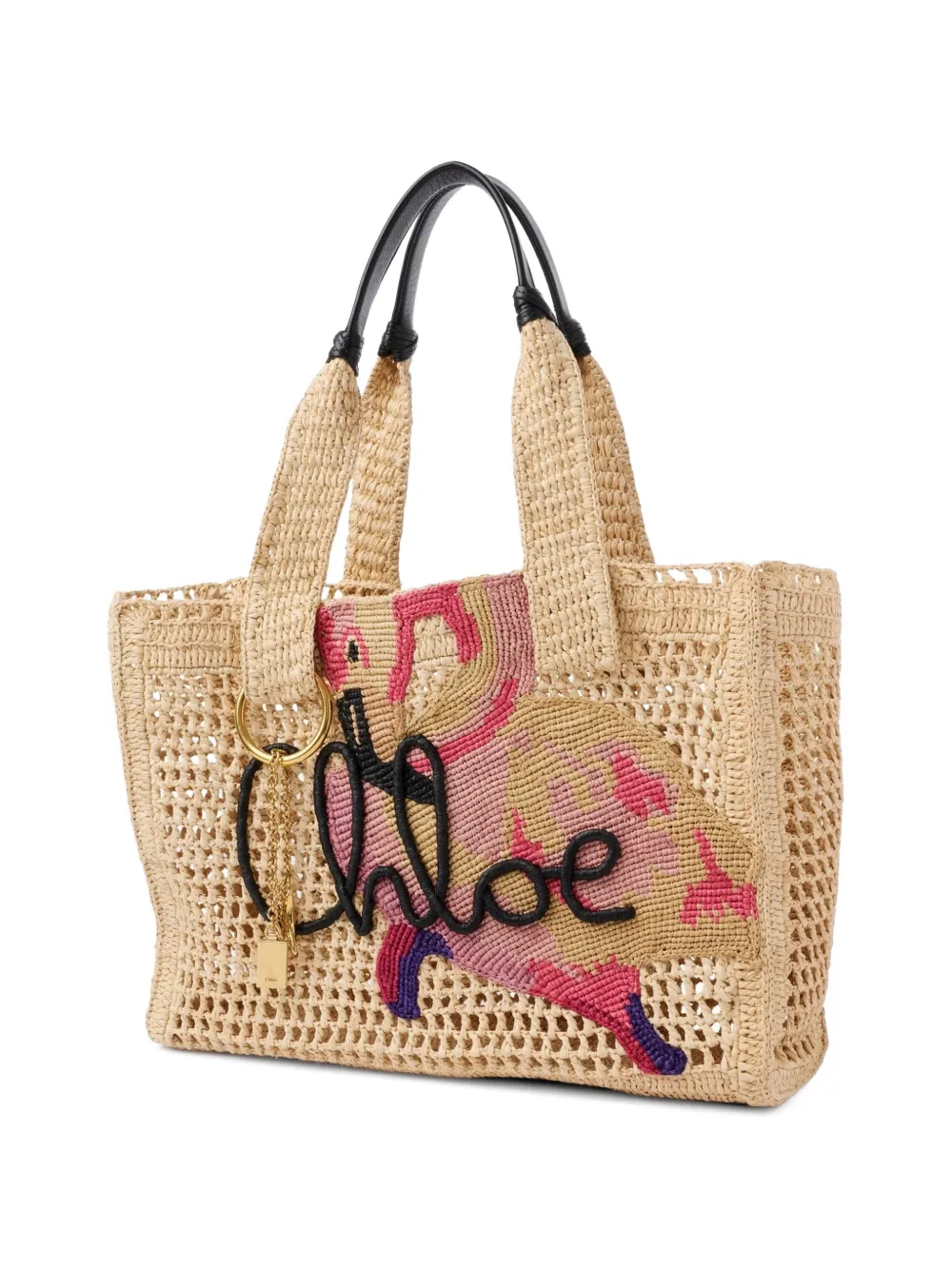 Chloé Summer Banana gehaakte shopper met applicatie Beige