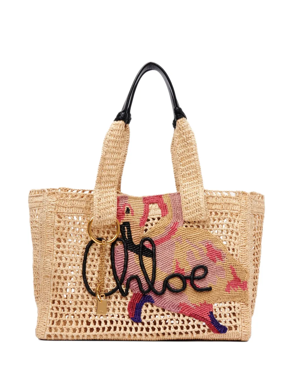 Chloé Summer Banana crochet appliqué tote bag - Toni neutri