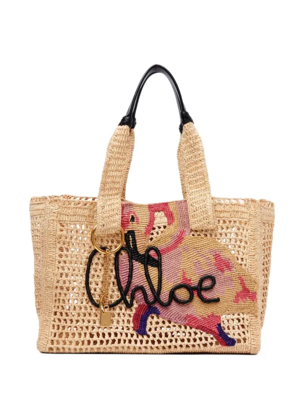 Chloé Tote Bag Summer Banana in Raffia in Neutrals