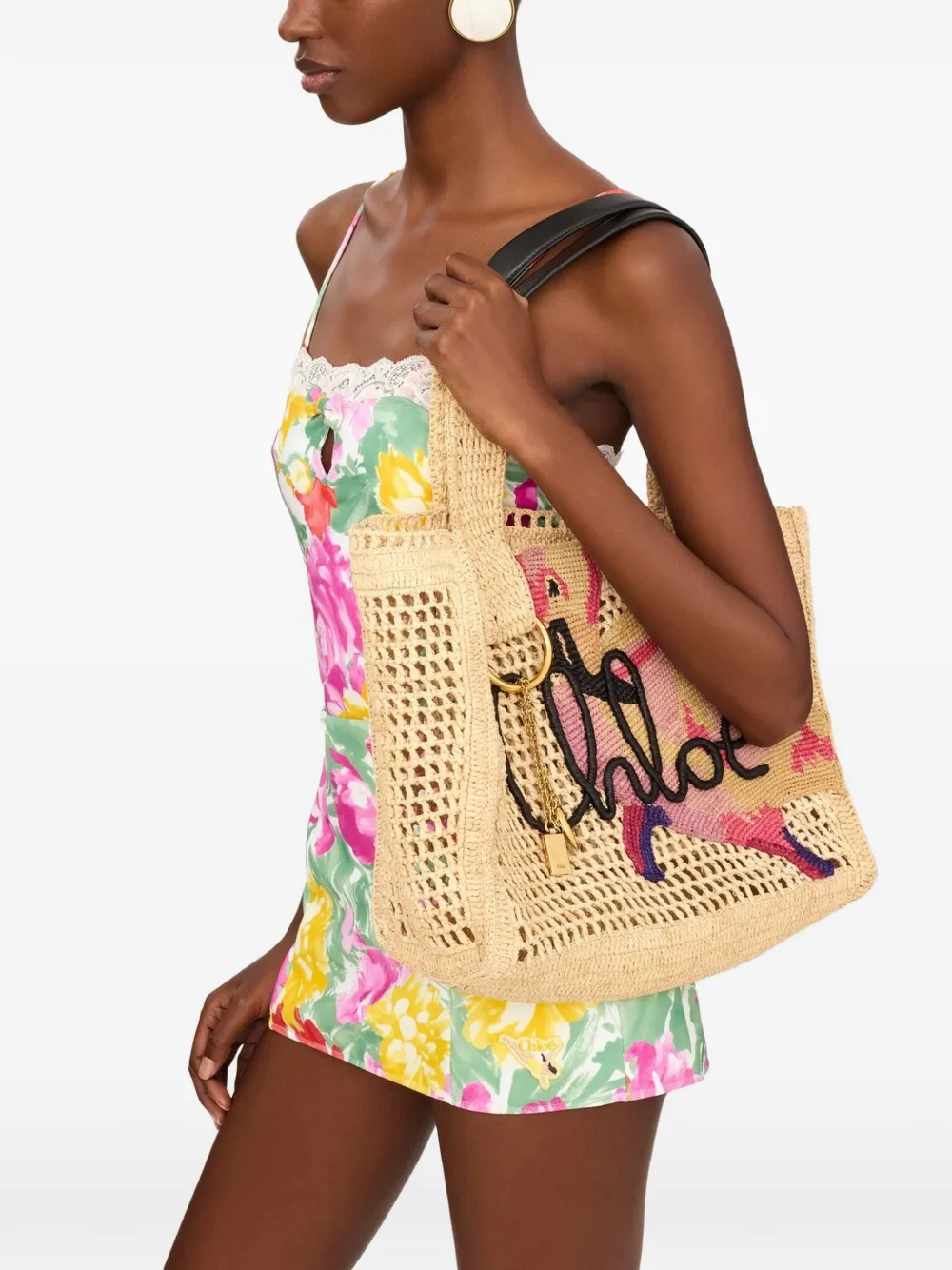 Chloé Summer Banana gehaakte shopper met applicatie Beige
