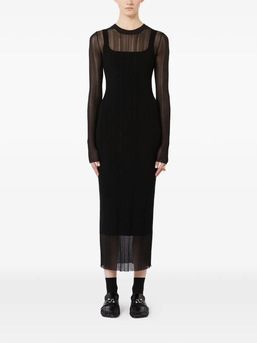 Sportmax Spxcaro ribgebreide midi-jurk Zwart