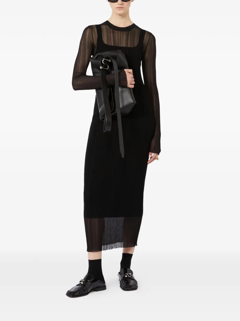 Sportmax Spxcaro ribgebreide midi-jurk Zwart
