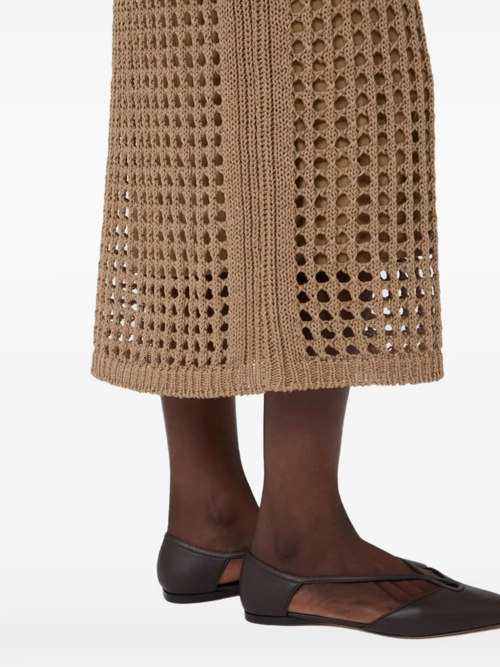 Max Mara Openwork Knitted Skirt in Neutrals, view 5