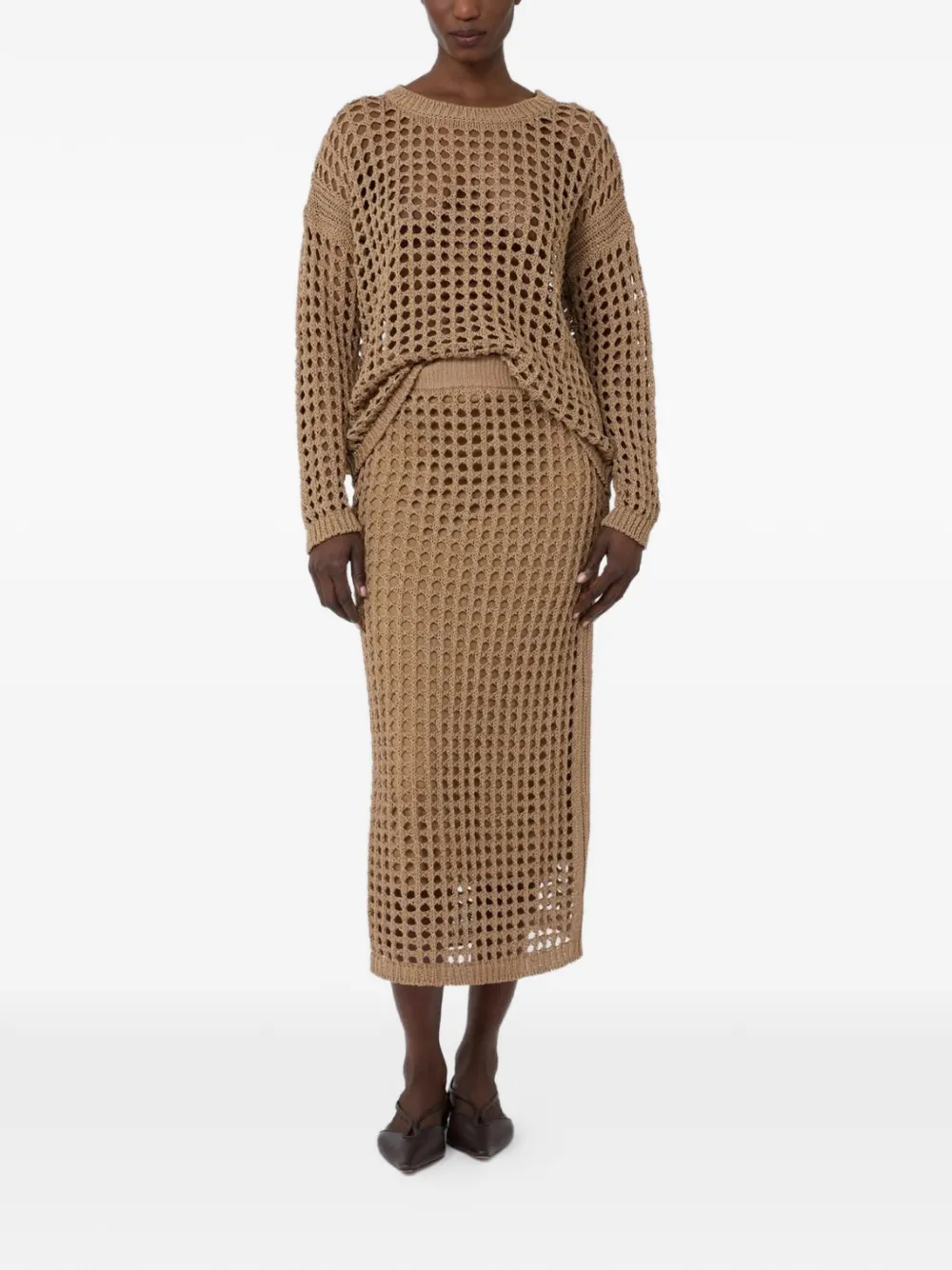  Max Mara Openwork Knitted Skirt - Neutrals 