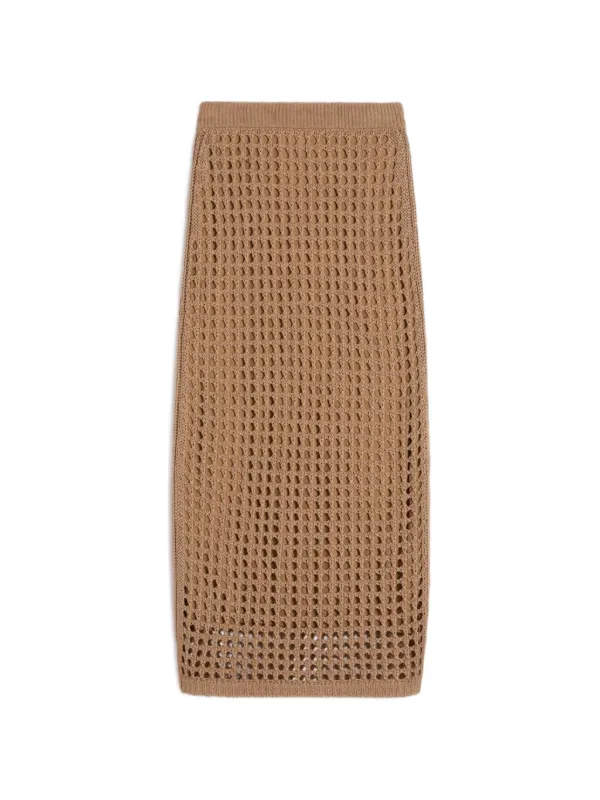 Max Mara Openwork Knitted Skirt in Neutrals