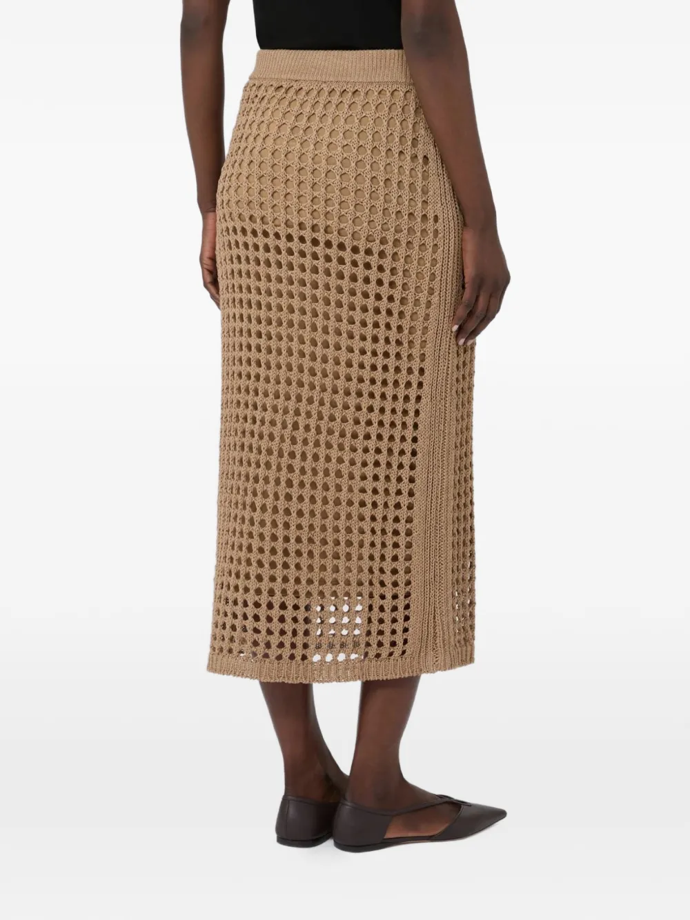 Max Mara Openwork Knitted Skirt in Neutrals, view 4