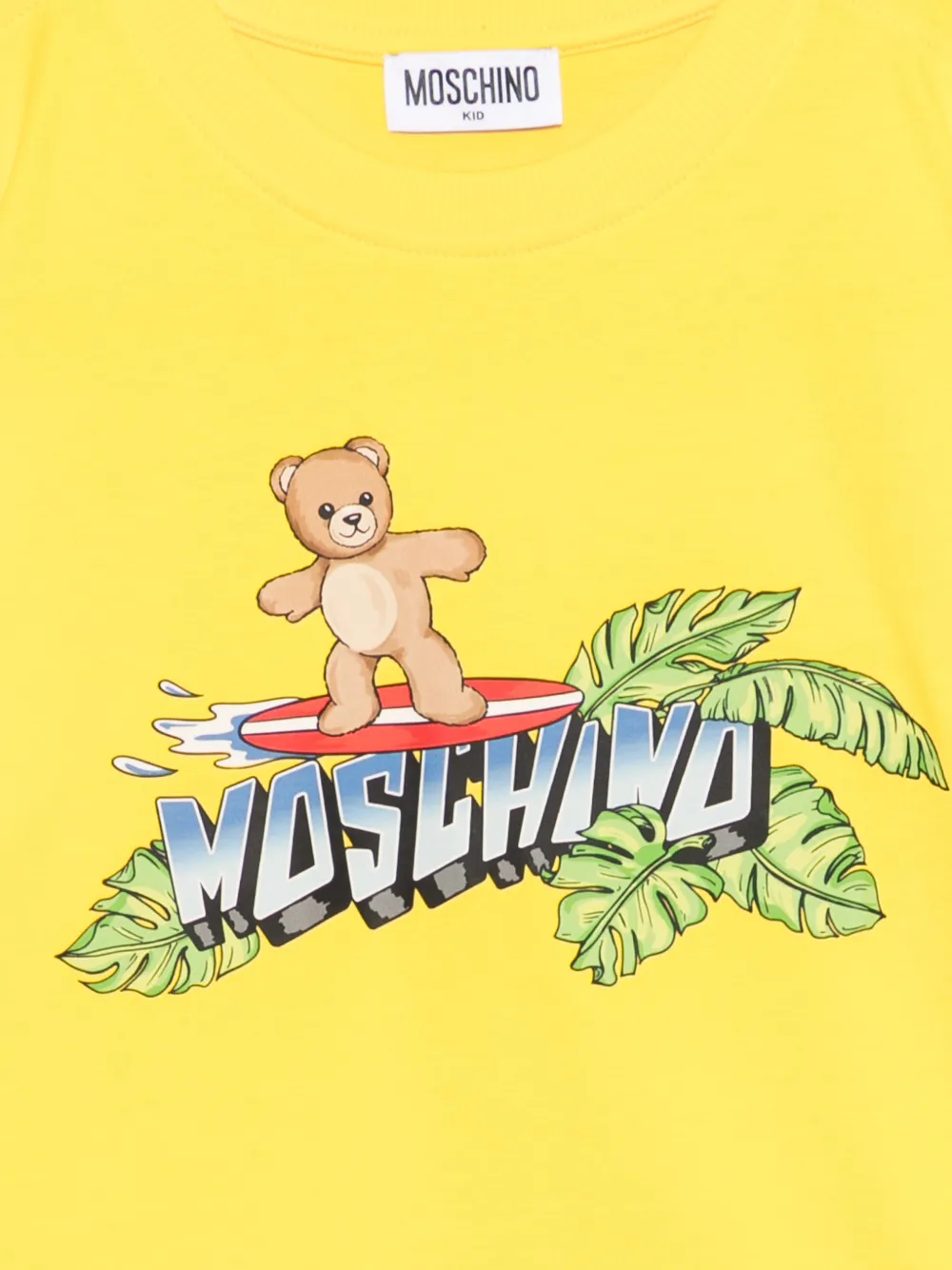 Moschino Kids T-shirt met ronde hals en print Geel