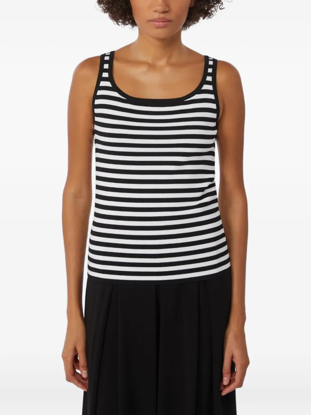  Max Mara Striped Trim Top - Black 