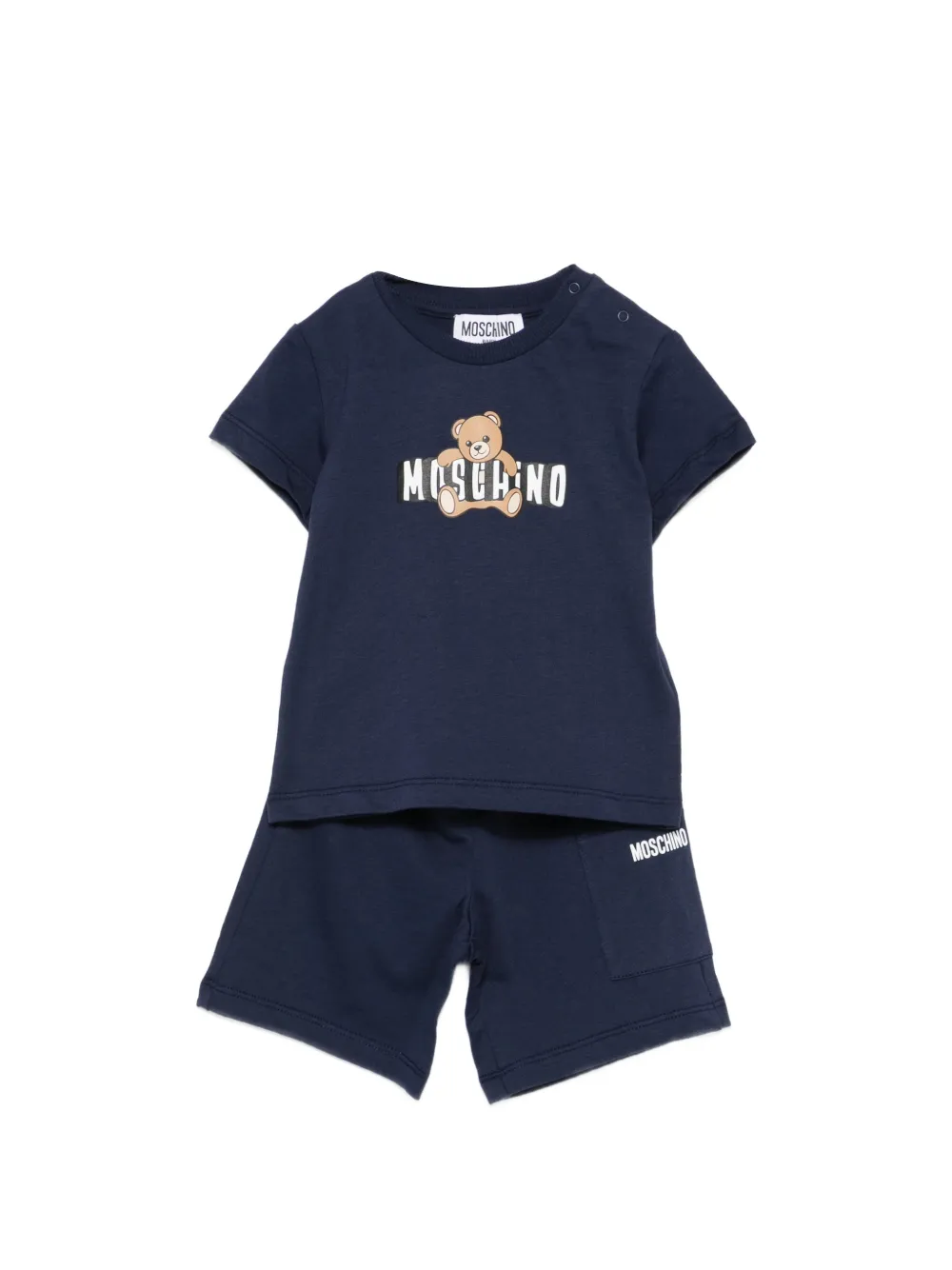 Moschino Kids logo-print short set - Blu