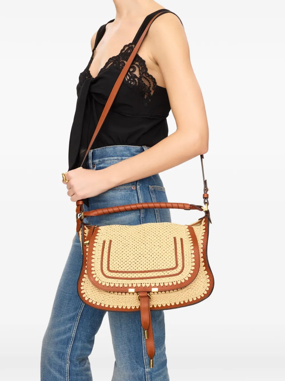 Chloé Marcie schoudertas Beige