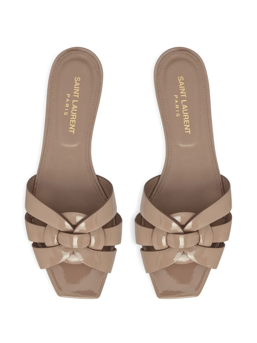 Saint Laurent straps flat sandals Beige