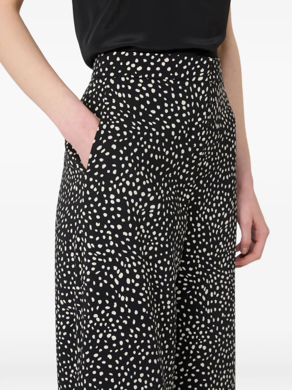 Max Mara Broek met wijde pijpen en print Zwart