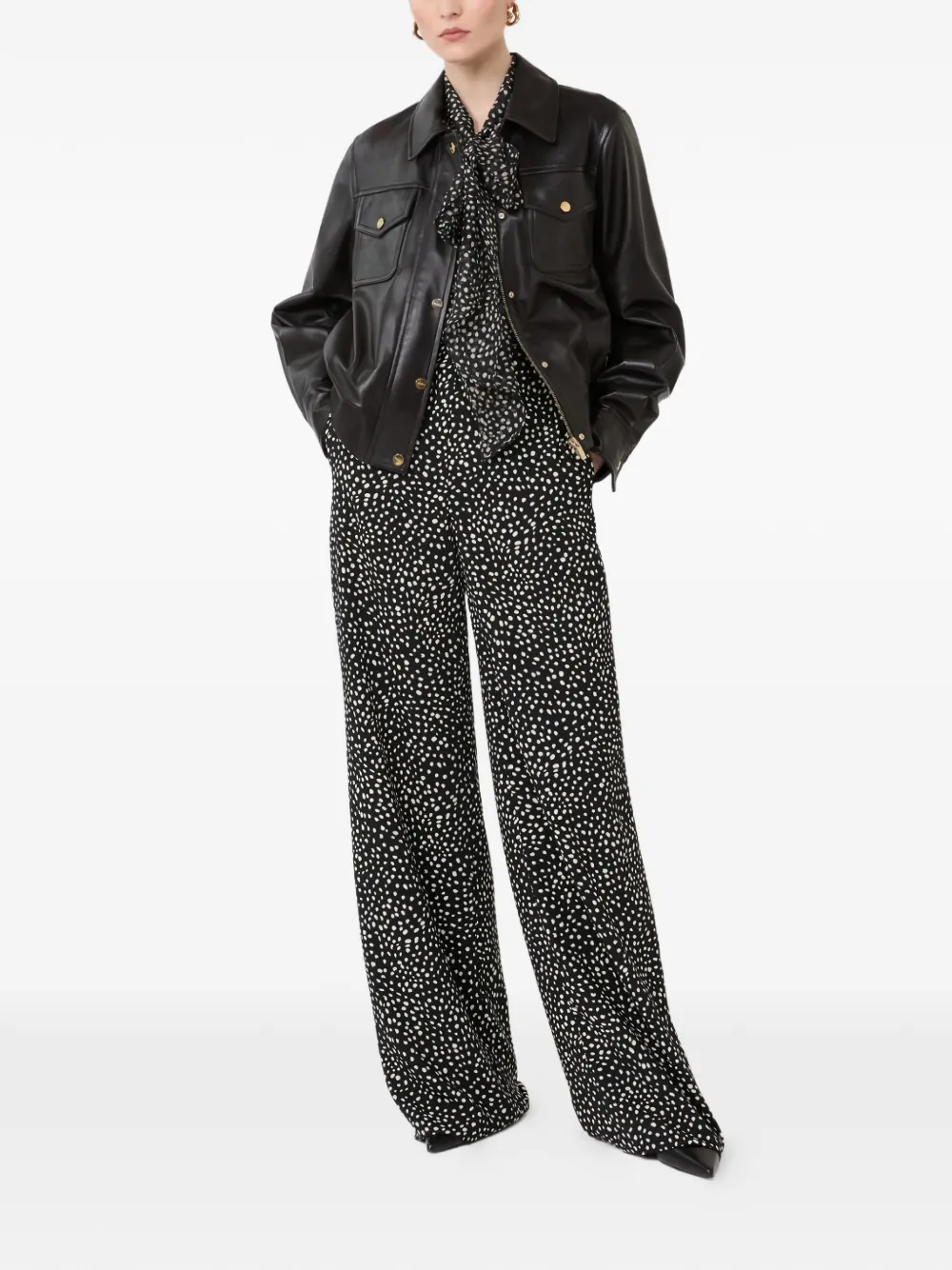 Max Mara Broek met wijde pijpen en print Zwart