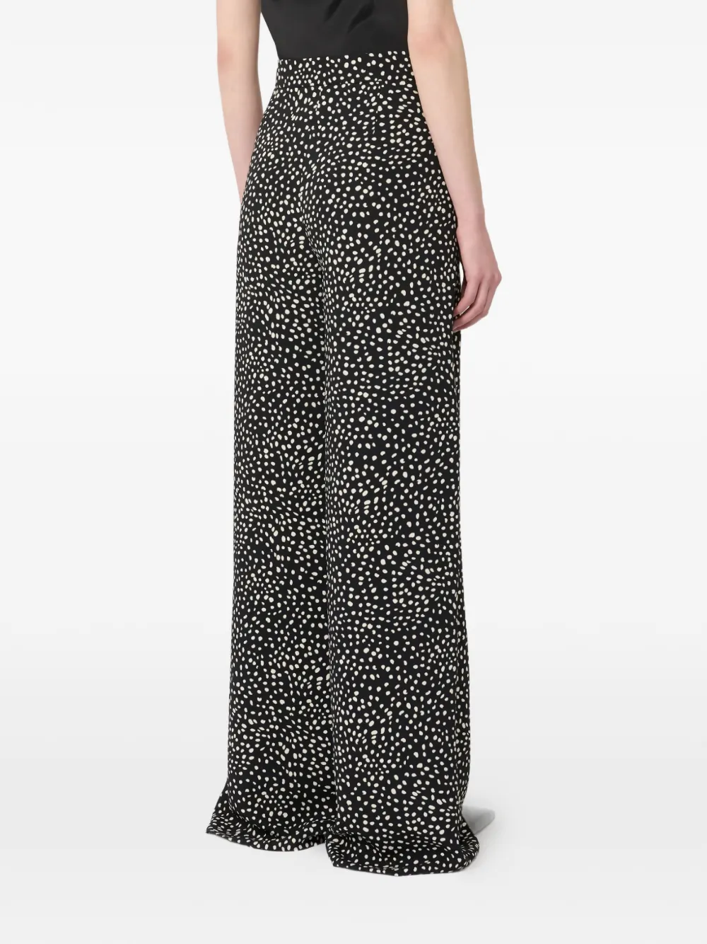 Max Mara Broek met wijde pijpen en print Zwart