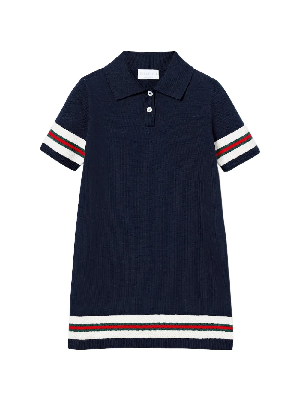 Gucci Kids striped-detail polo-collar dress - Blau