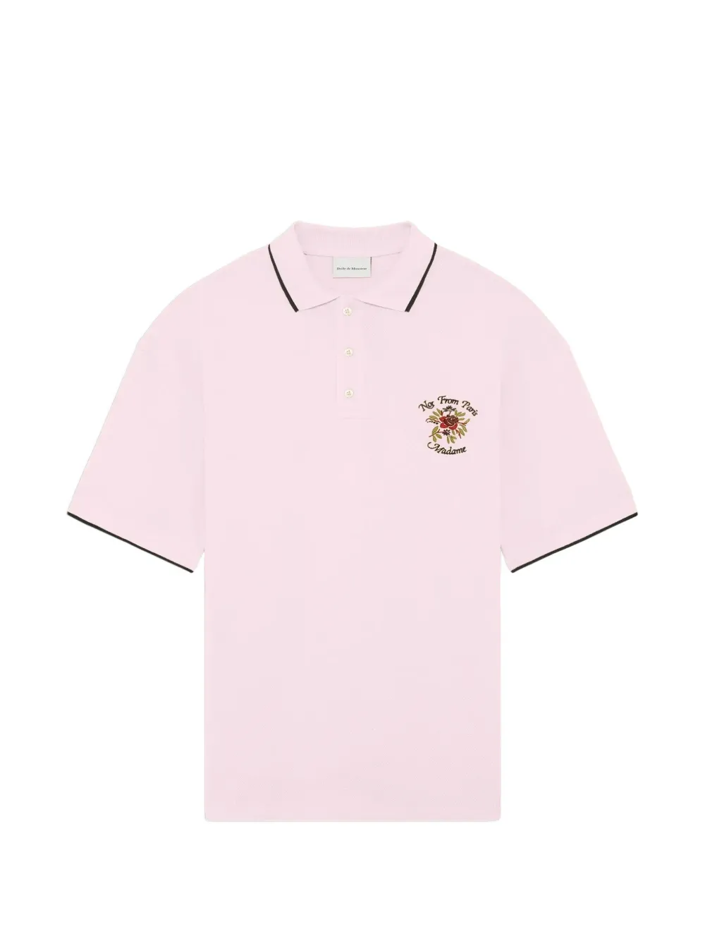 Drôle De Monsieur rose-embroidered contrast polo shirt - Rosa