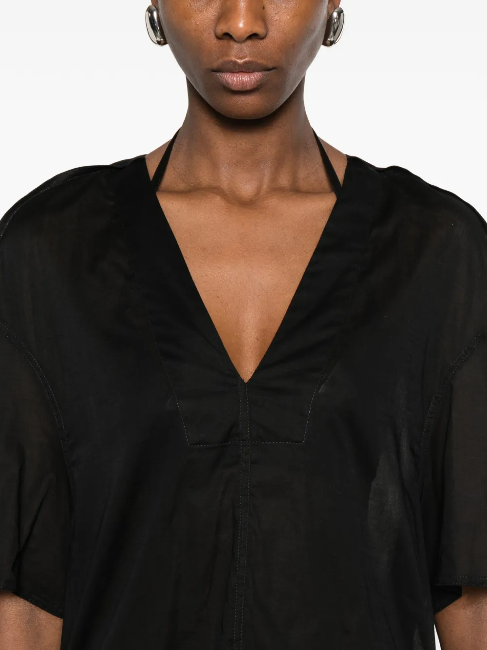 Rick Owens Island top met V-hals en korte mouwen Zwart