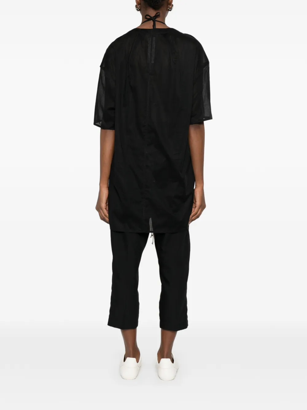 Rick Owens Island top met V-hals en korte mouwen Zwart