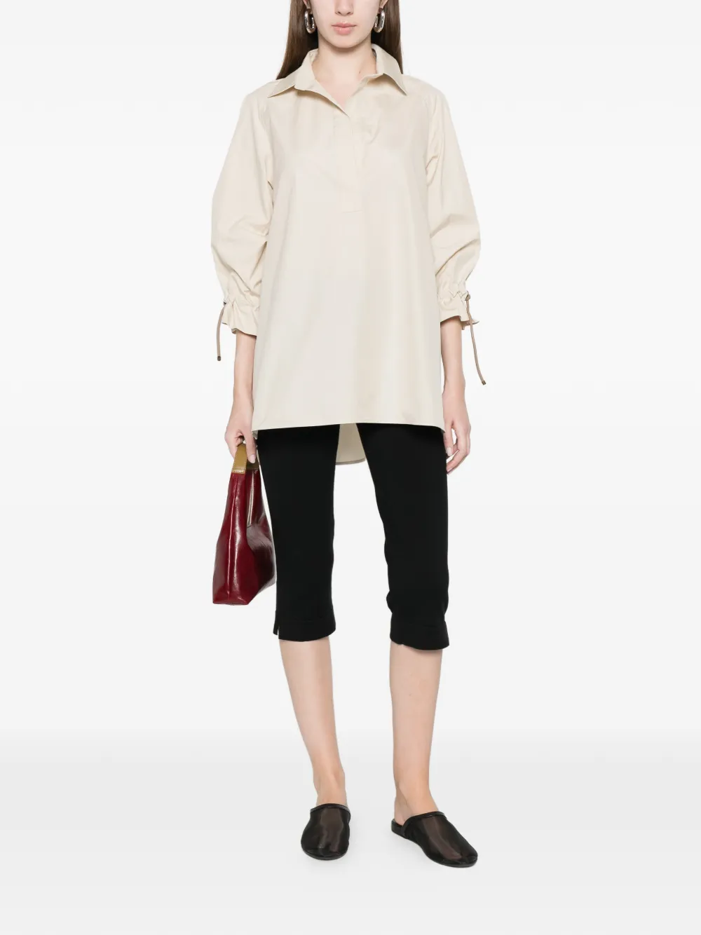 Max Mara Adorni blouse met trekkoorden - Beige