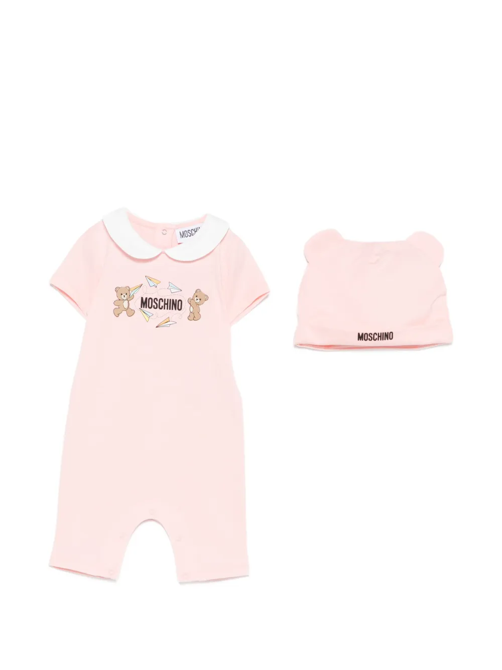 Moschino Kids logo-detail babygrow set - Rosa