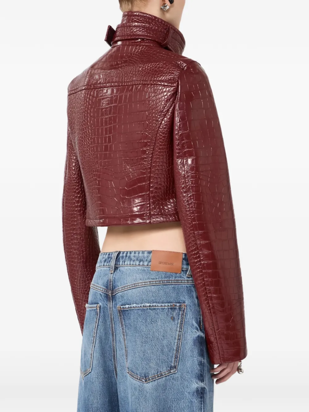 Sportmax Jack met kraag met alligatorprint Rood