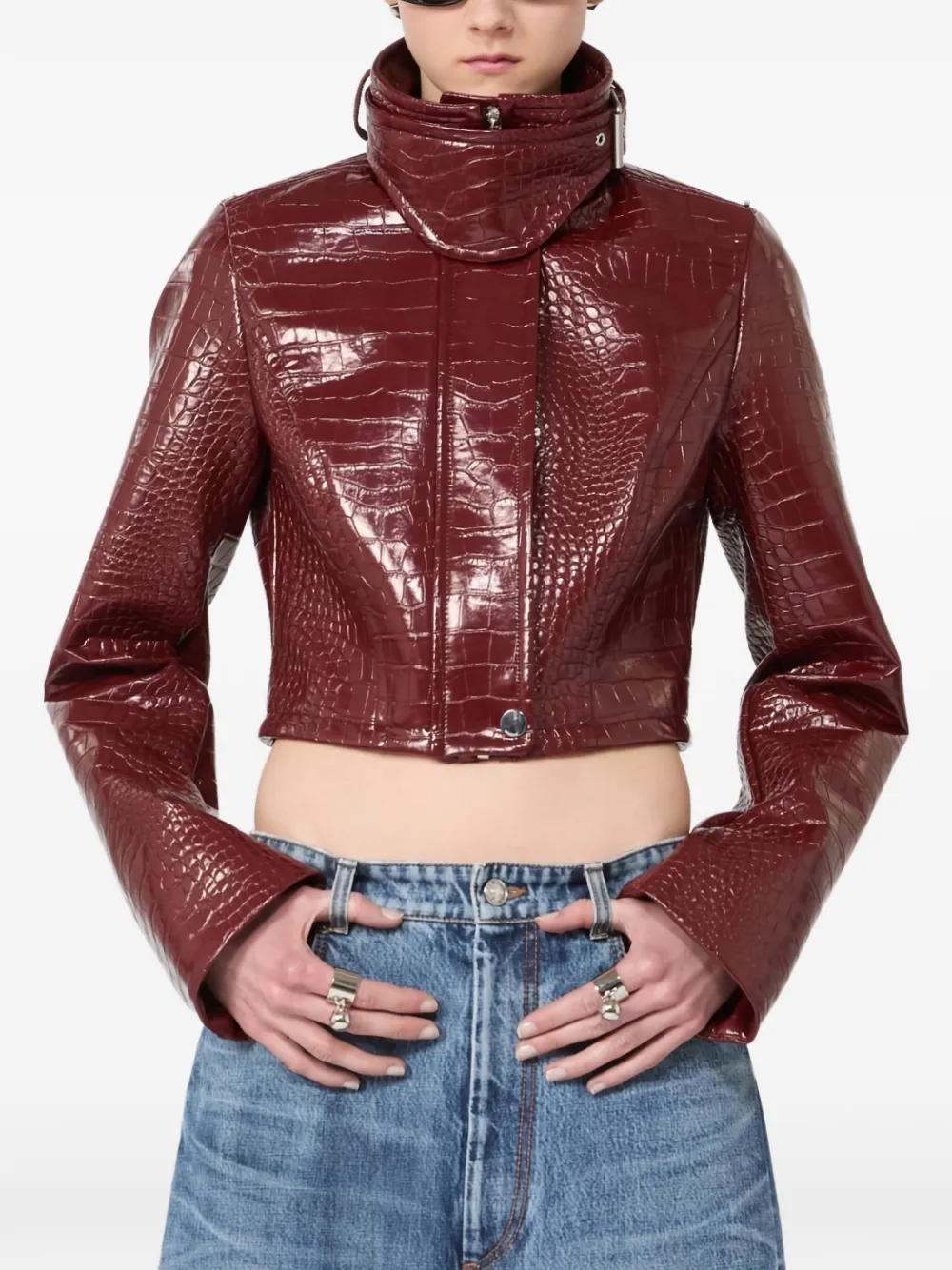 Sportmax Jack met kraag met alligatorprint Rood