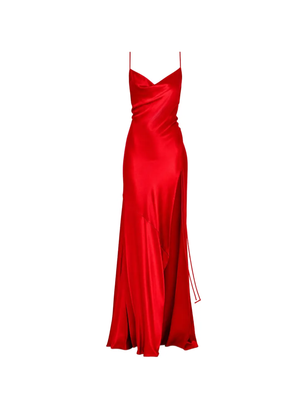 Danamè Gabrielle Cowl-neck Side-slit Maxi Dress In Red