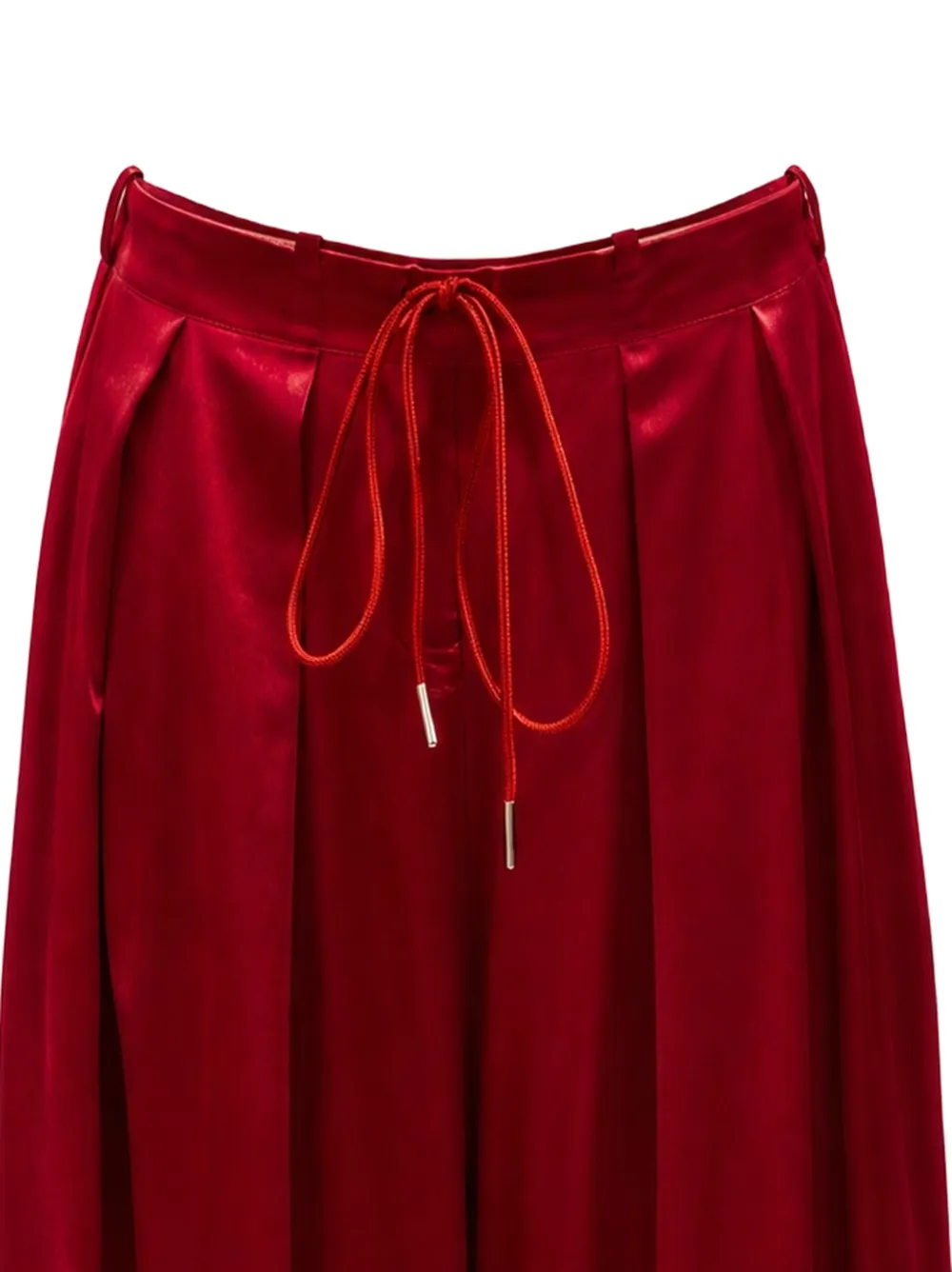 Danamé Palazzo broek met trekkoord en plooien Rood