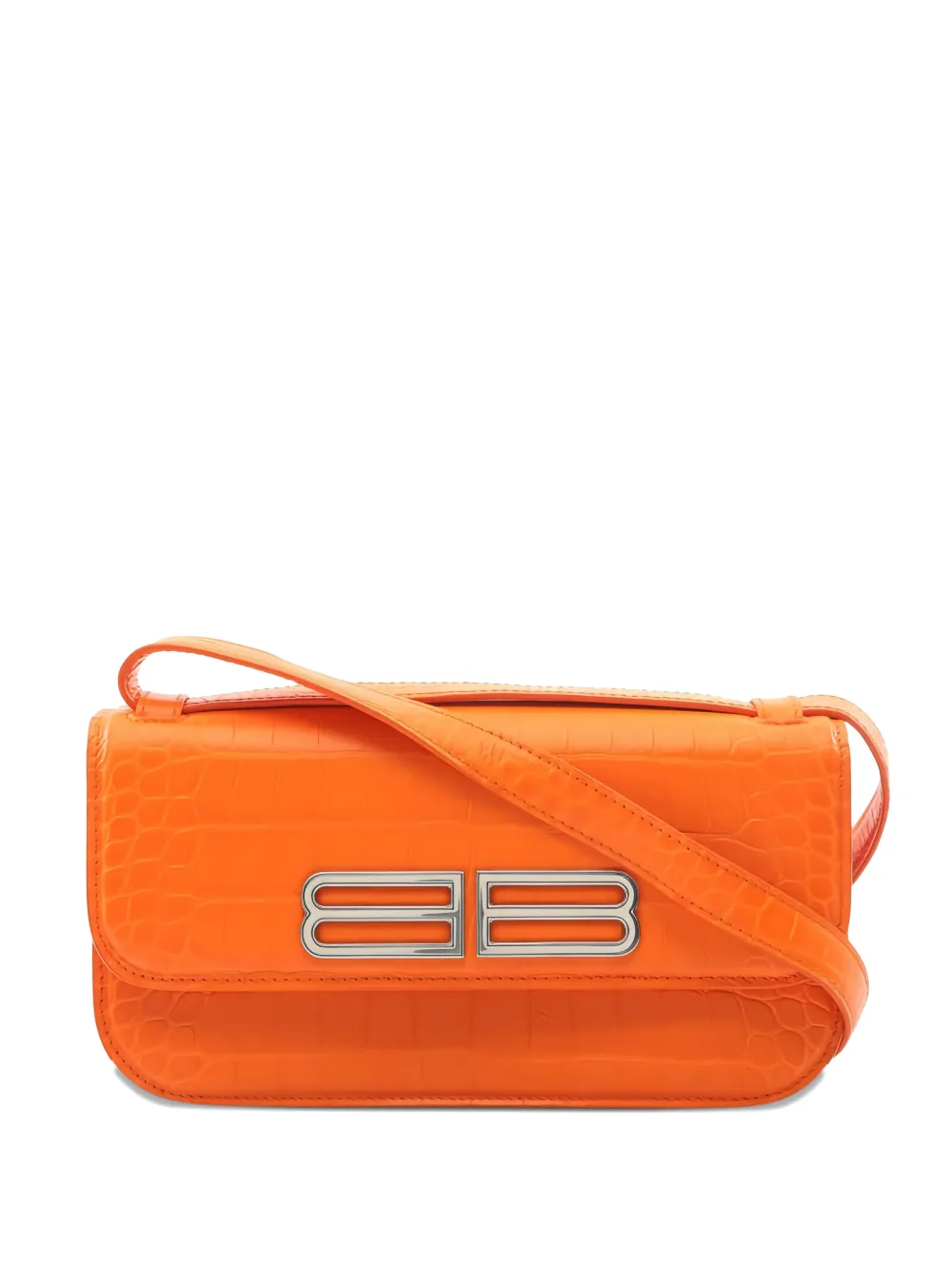 Balenciaga Pre-Owned Gossip croc-embossed shoulder bag - Arancione