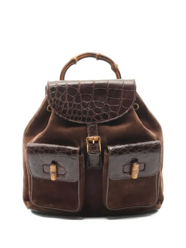 Gucci Pre-Owned 2000s バンブー クロコダイル バックパック 