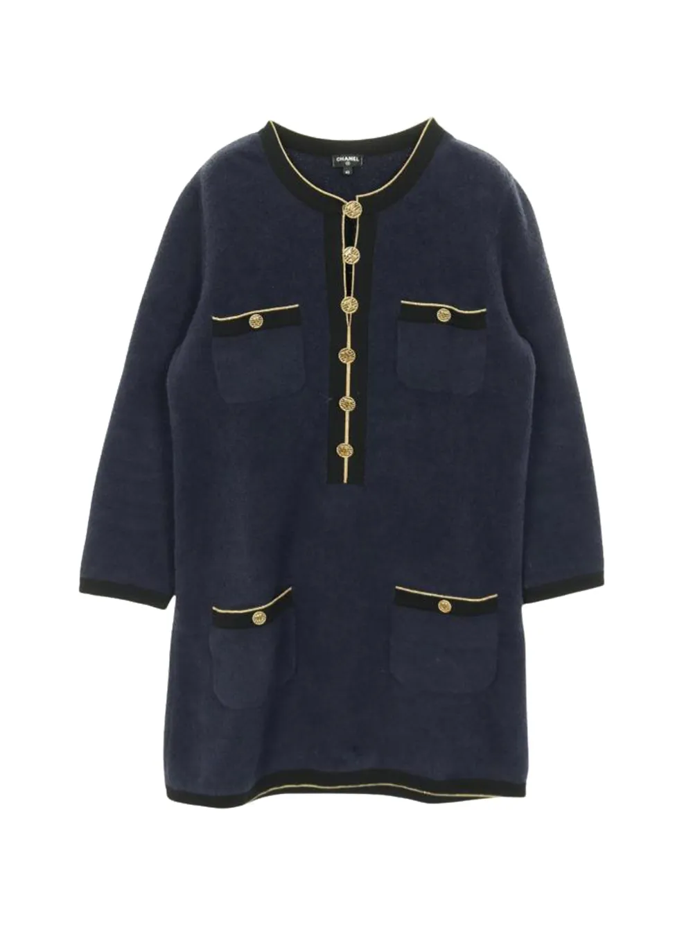 CHANEL Pre-Owned 1986-1988 cocomark button cotton midi dress - Blu