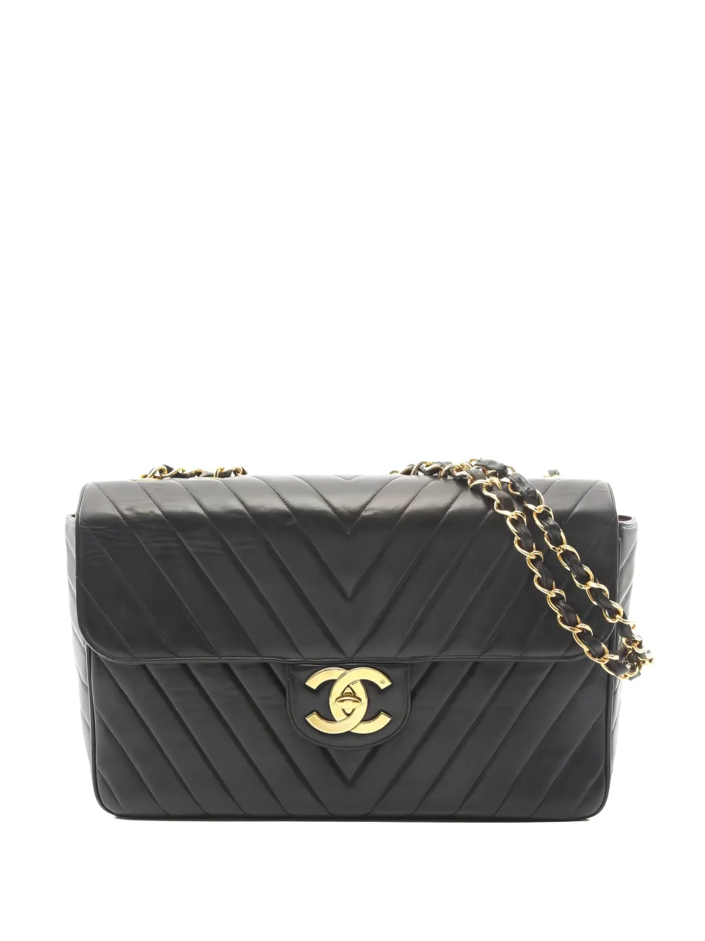 CHANEL Pre-Owned 1991-1994 Chevron V-stitch chain-strap shoulder bag - Nero