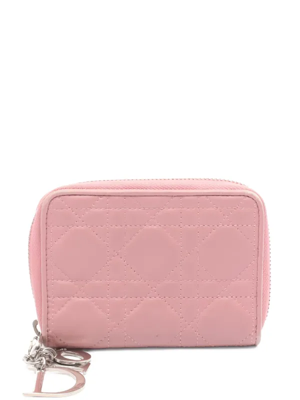 Dior Pre-owned 2000s Small Lady Dior Canage Leather Wallet in Pink