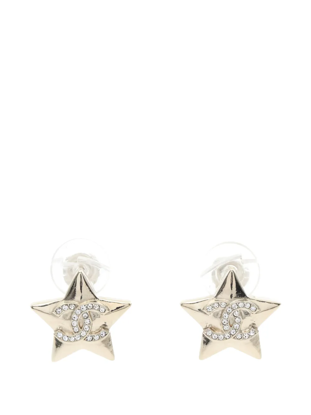CHANEL Pre-Owned 1986-1988 Cocomark Star rhinestone earrings - Oro