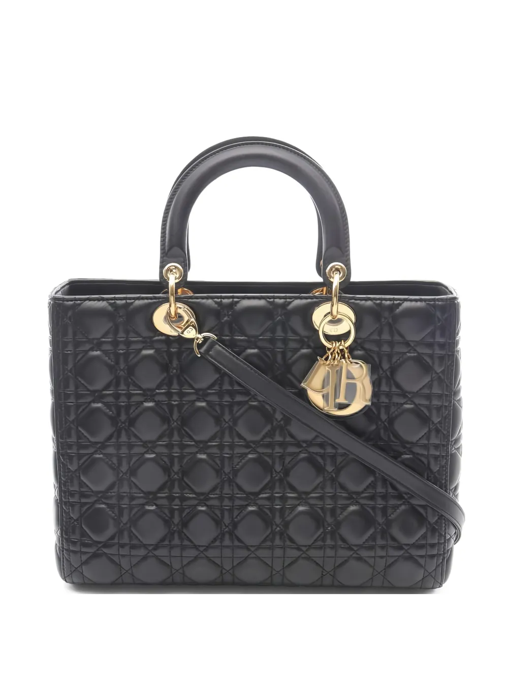 Christian Dior Pre-Owned 2010s large Lady Dior Cannage tote bag - Nero