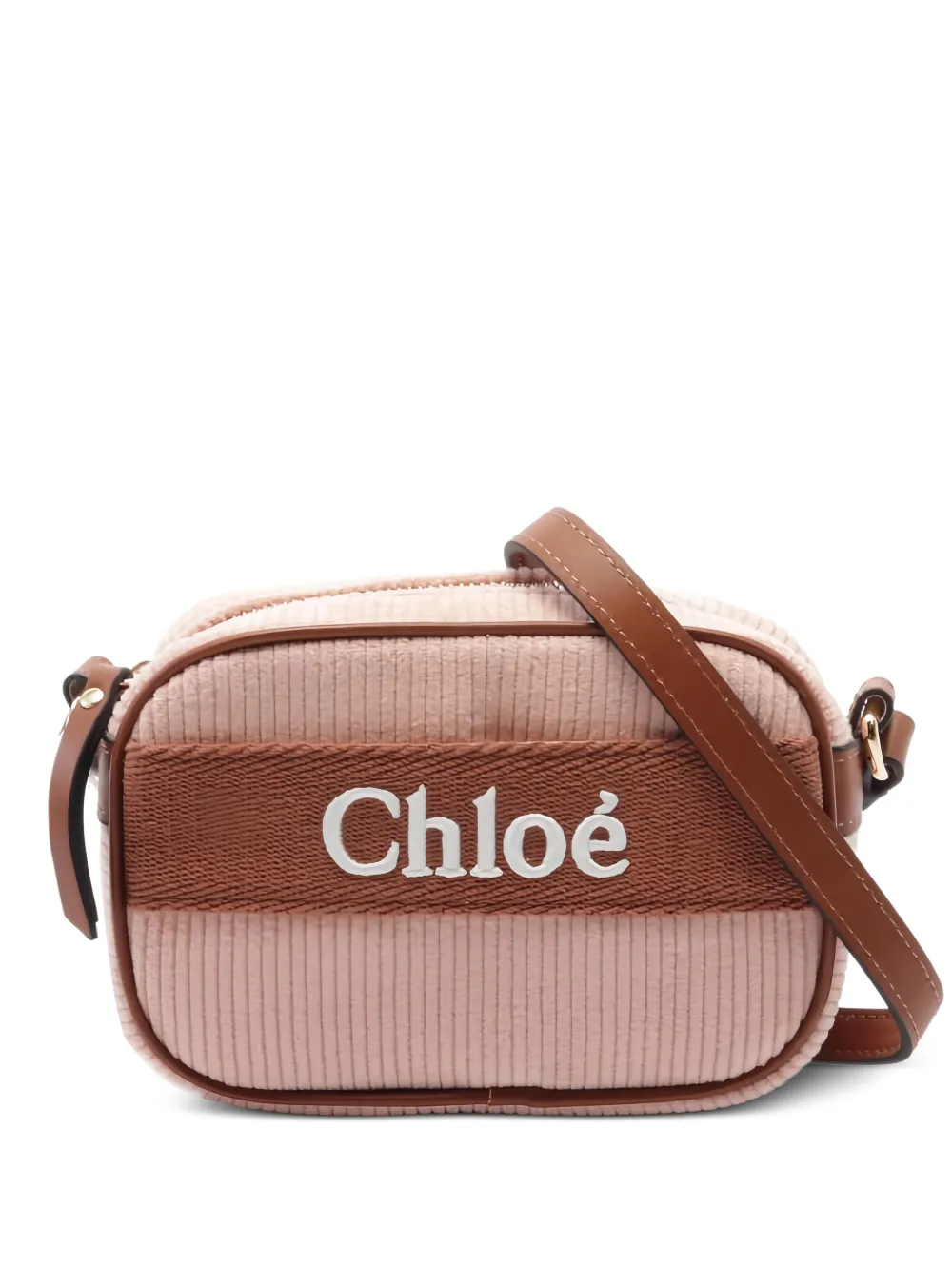 Chloé Pre-Owned 20s leather corduroy shoulder bag - Rosa