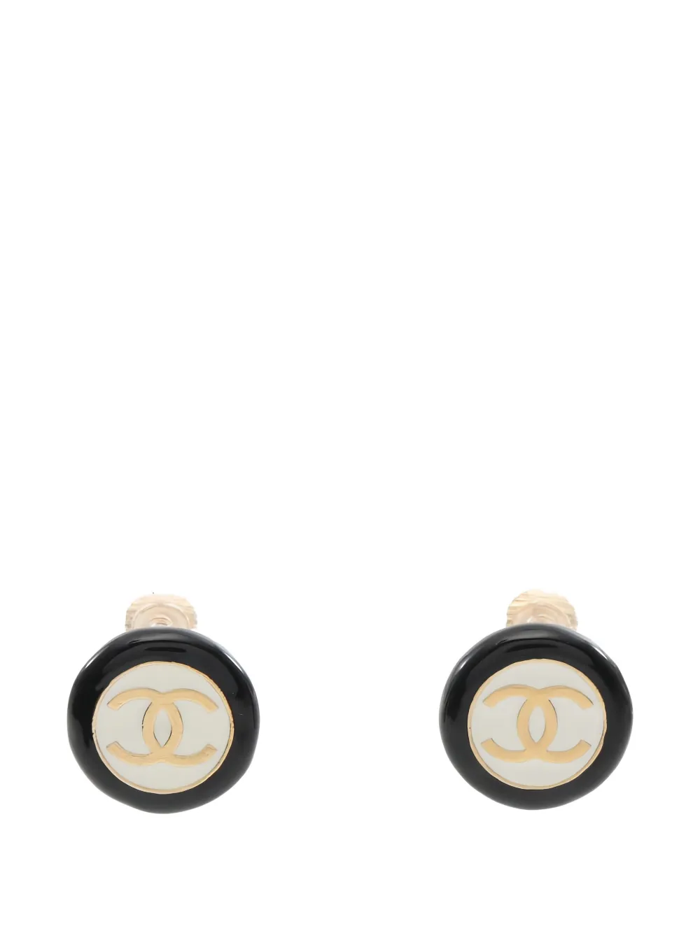 CHANEL Pre-Owned 1986-1988 logo-detail earrings - Nero