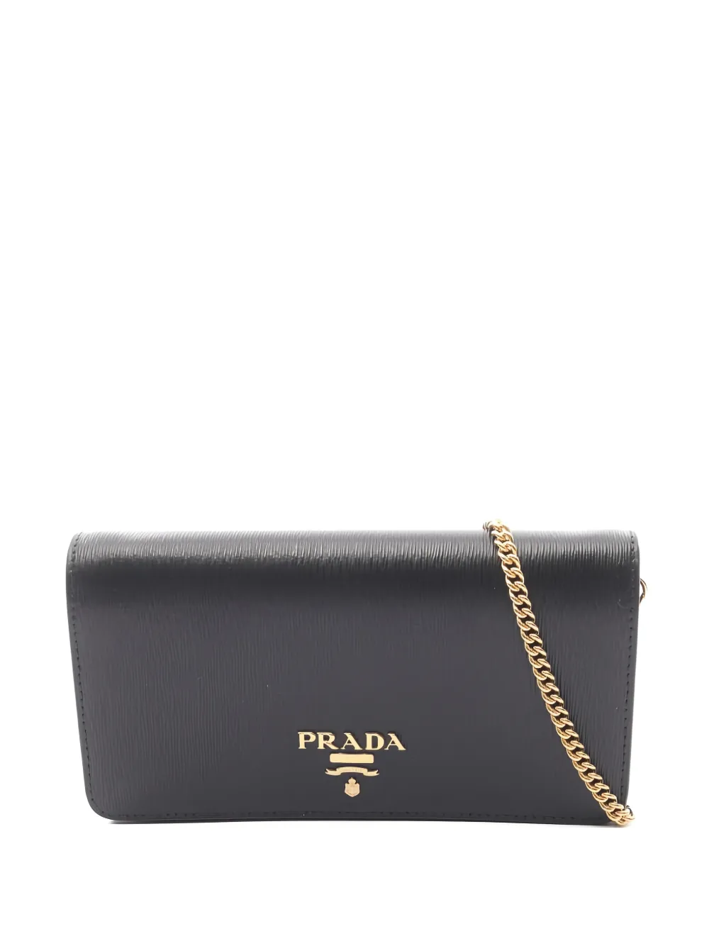 Pre-owned Prada 2010s Chain Leather Wallet In Black