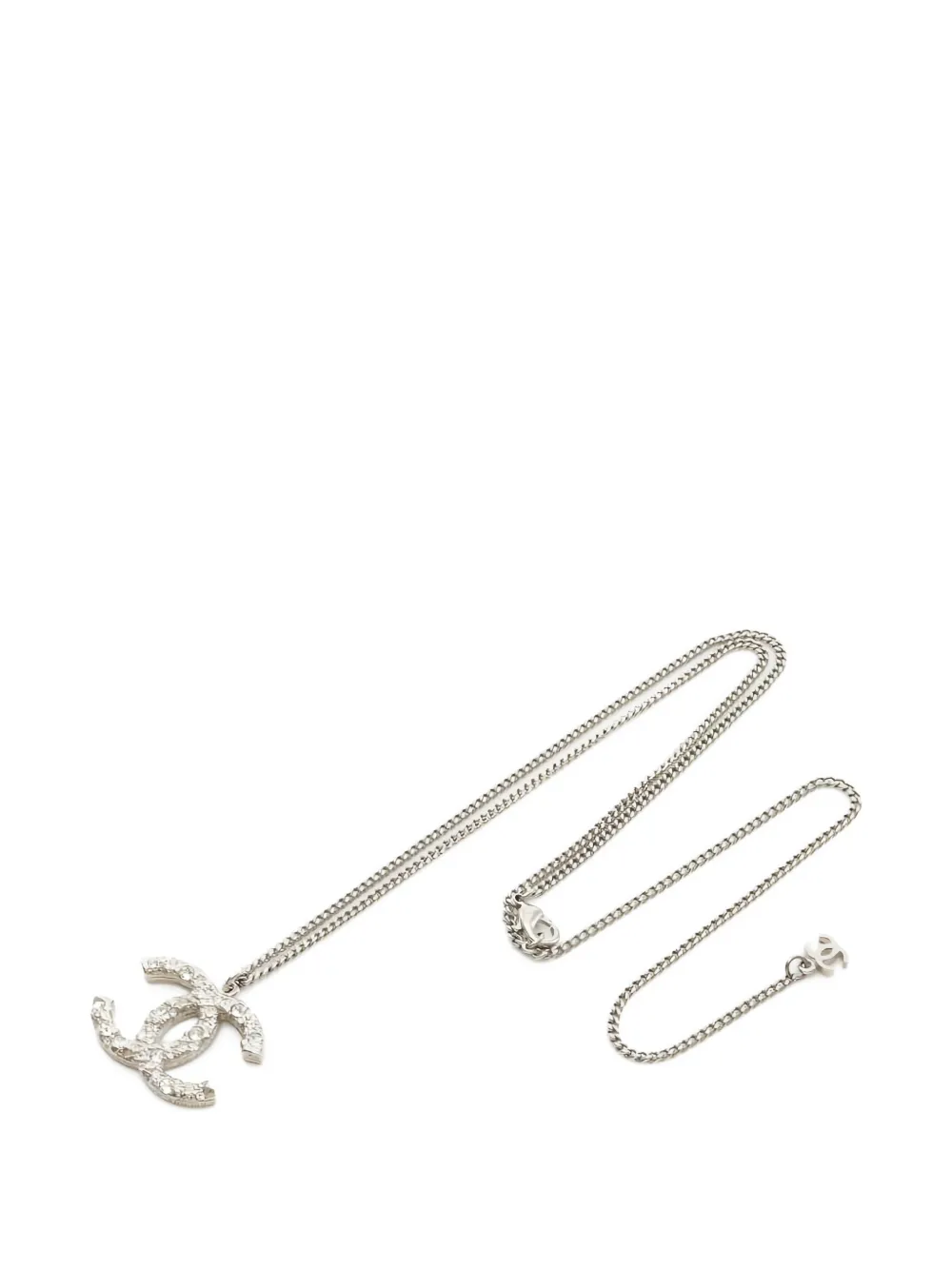 CHANEL Pre-Owned 1986-1988 CC rhinestone-embellished necklace - Argento