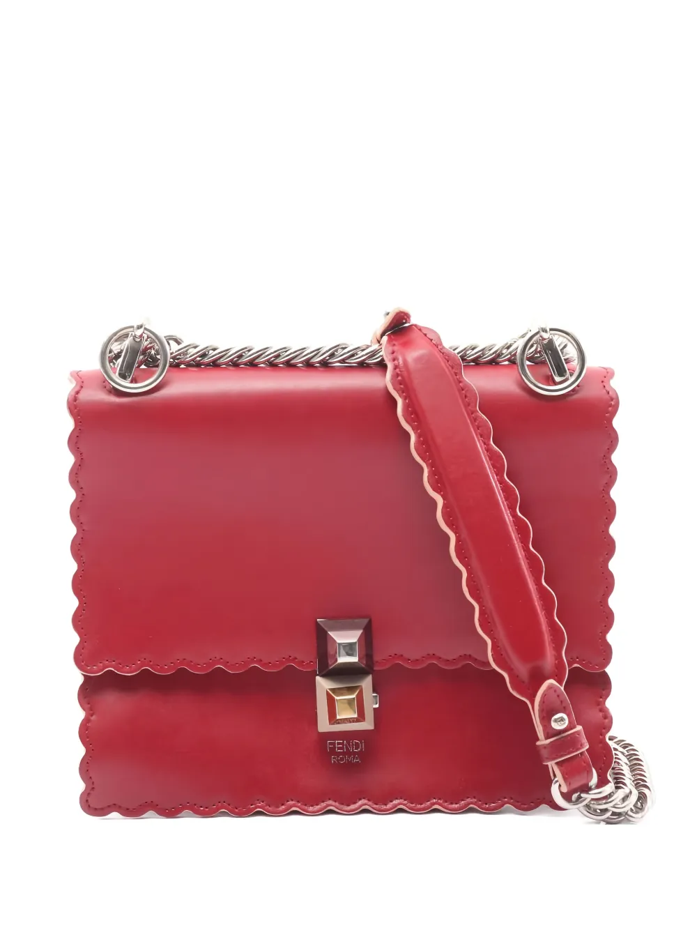 Fendi Pre-Owned mini Kan chain-strap leather satchel bag - Rosso