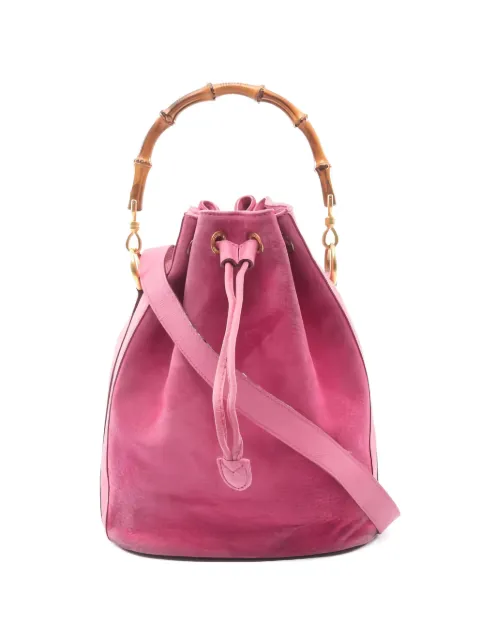 Gucci Pre-Owned 2000s bamboo suede bucket bag