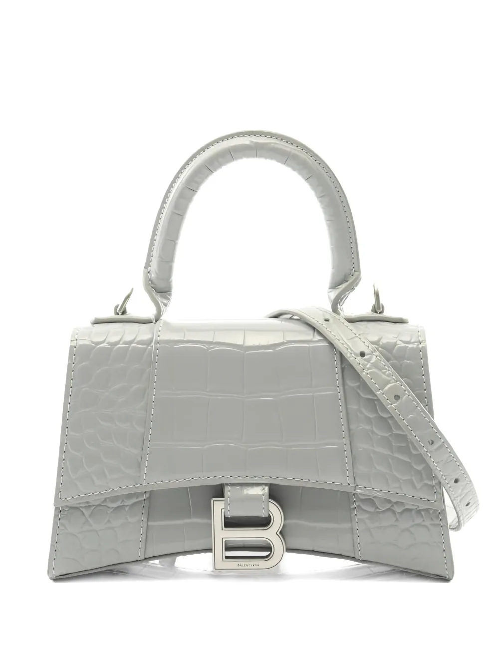 Balenciaga Pre-Owned 2010s Hourglass croc-embossed leather tote bag - Grigio