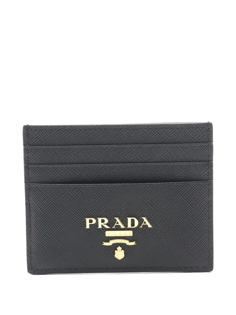 Pre-owned Prada 2020s Saffiano-leather Card Holder In Black