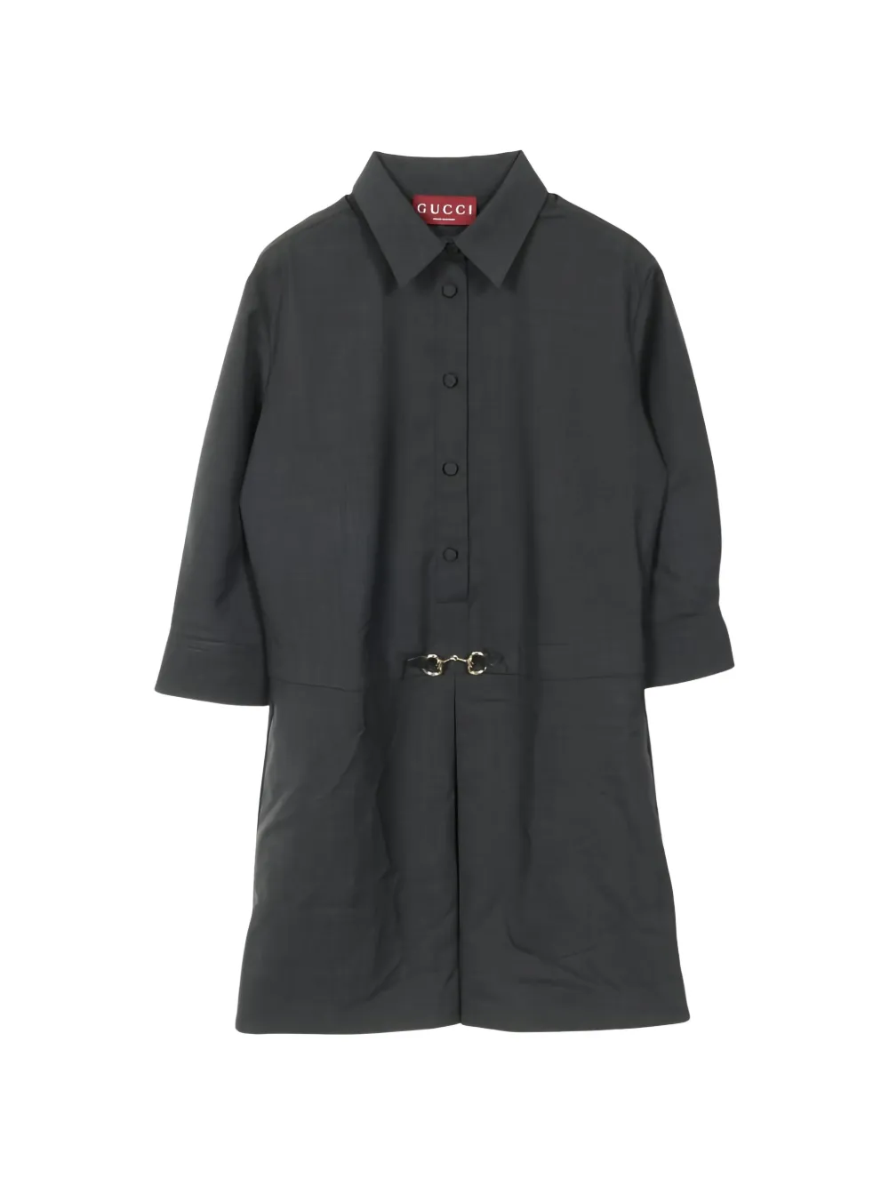 Gucci Pre-Owned 2010s Horsebit shirt wool midi dress - Grigio