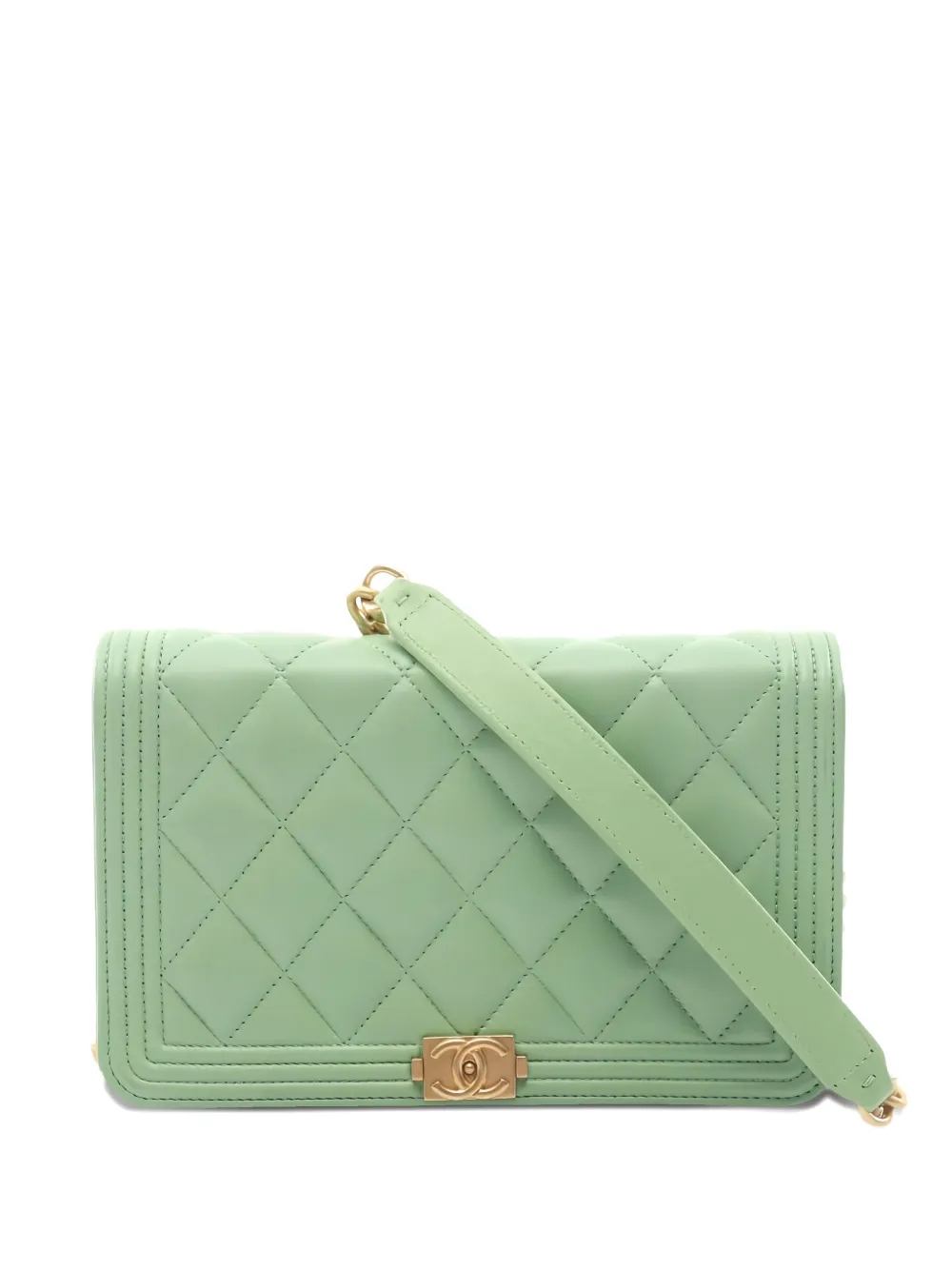 CHANEL Pre-Owned 2019 diamond-quilting chain-strap shoulder bag - Verde